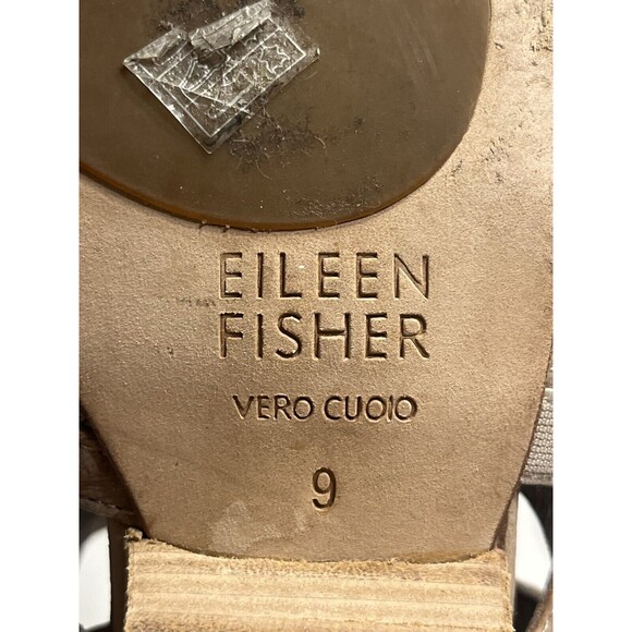 Eileen Fisher Oodle Cross Cross Strappy Tan Brown Block Heel Open Toe Sandals 9 - Picture 10 of 14